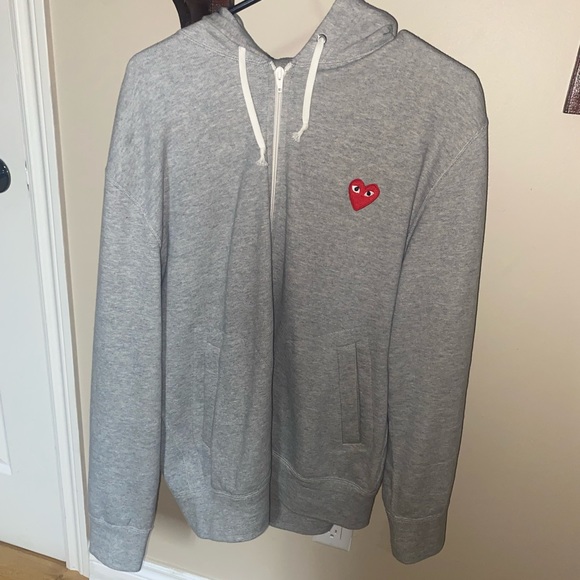 Comme des Garçons PLAY grey zip up hoodie - Picture 2 of 3